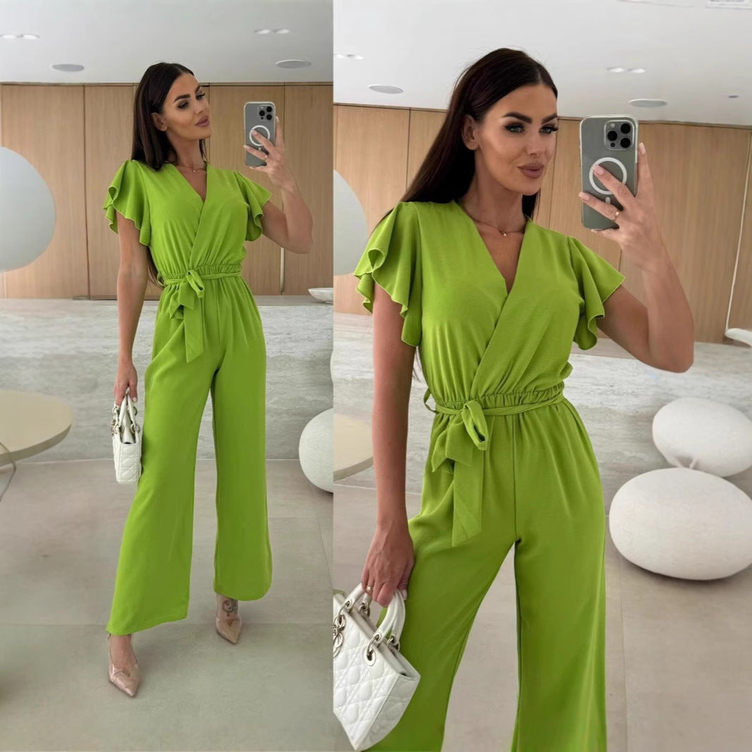 Damen eleganter Jumpsuit mit voluminösen Ärmeln und schmaler Taillenbetonung Heidi-Mode