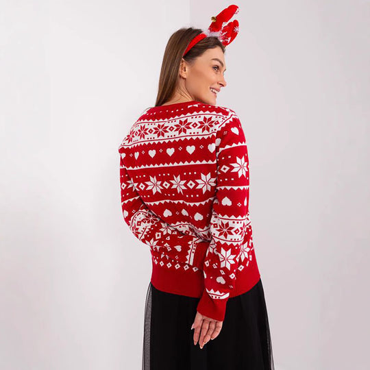 Damen Weihnachts-Pullover mit festlichem Motiv und kuscheligem Strick Heidi-Mode