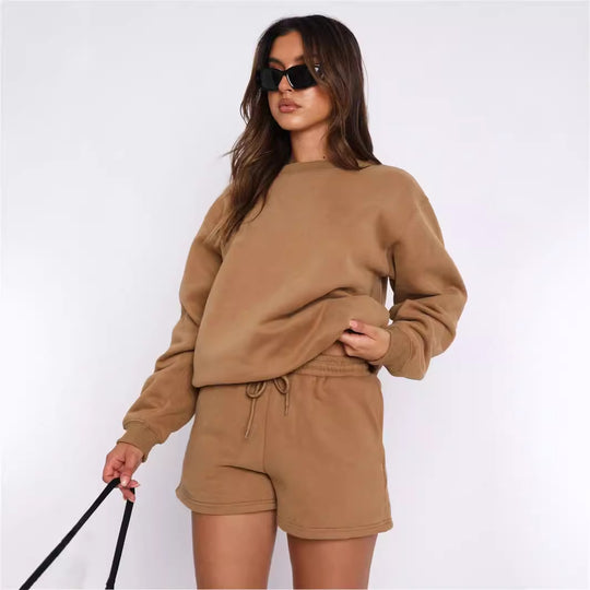 Damen Lässiges Sweater-Shorts-Set mit hohem Tragekomfort Heidi-Mode