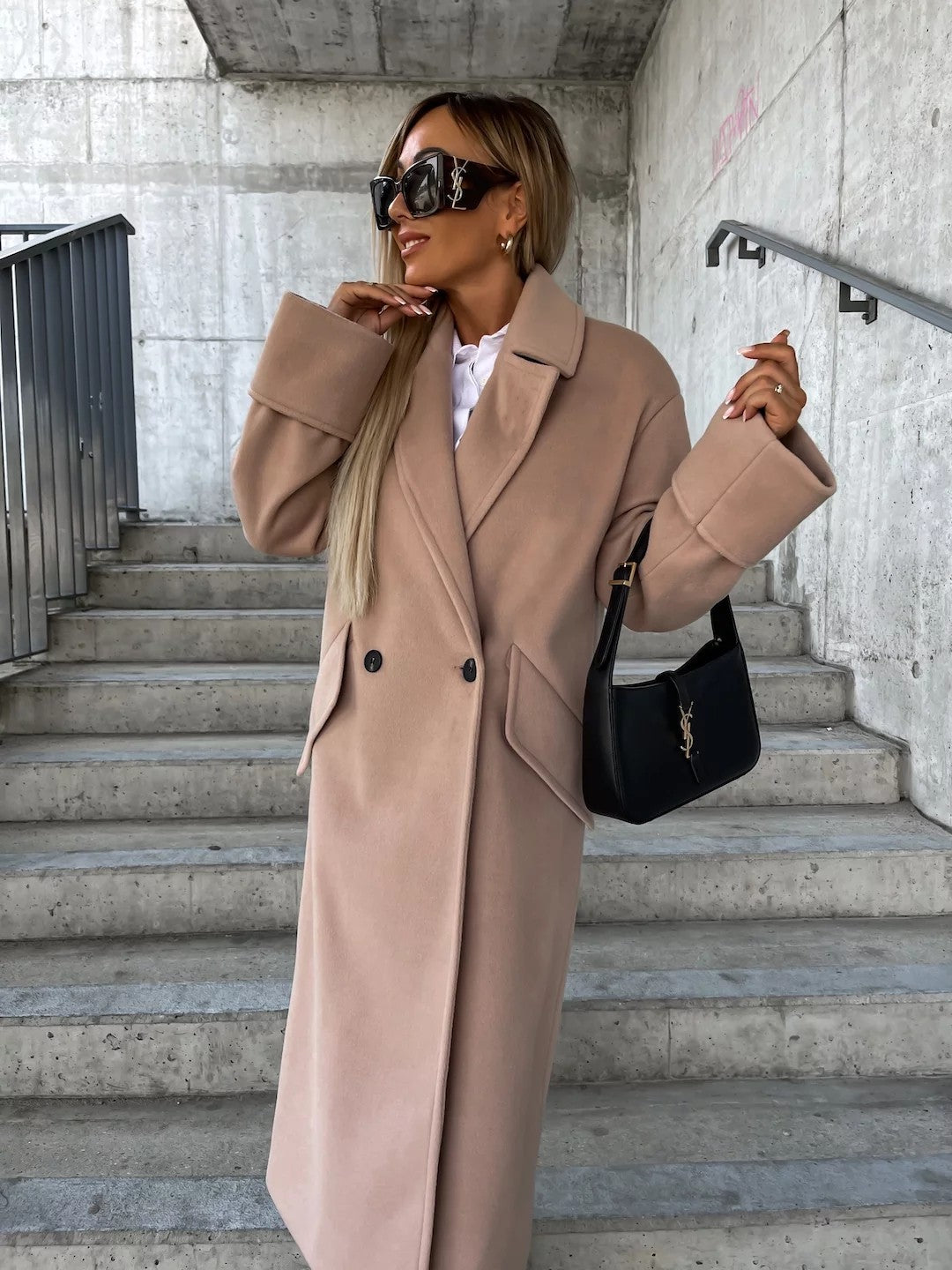 Damen Eleganter Oversized-Wollmantel Heidi-Mode