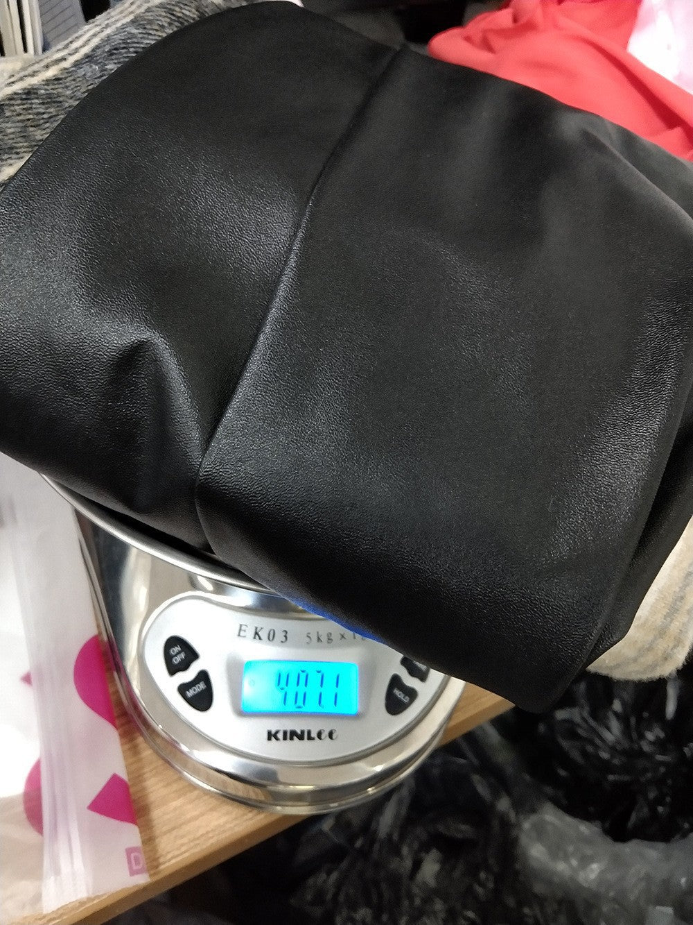 Damen modische Karomuster Jacke mit Lederärmeln Heidi-Mode