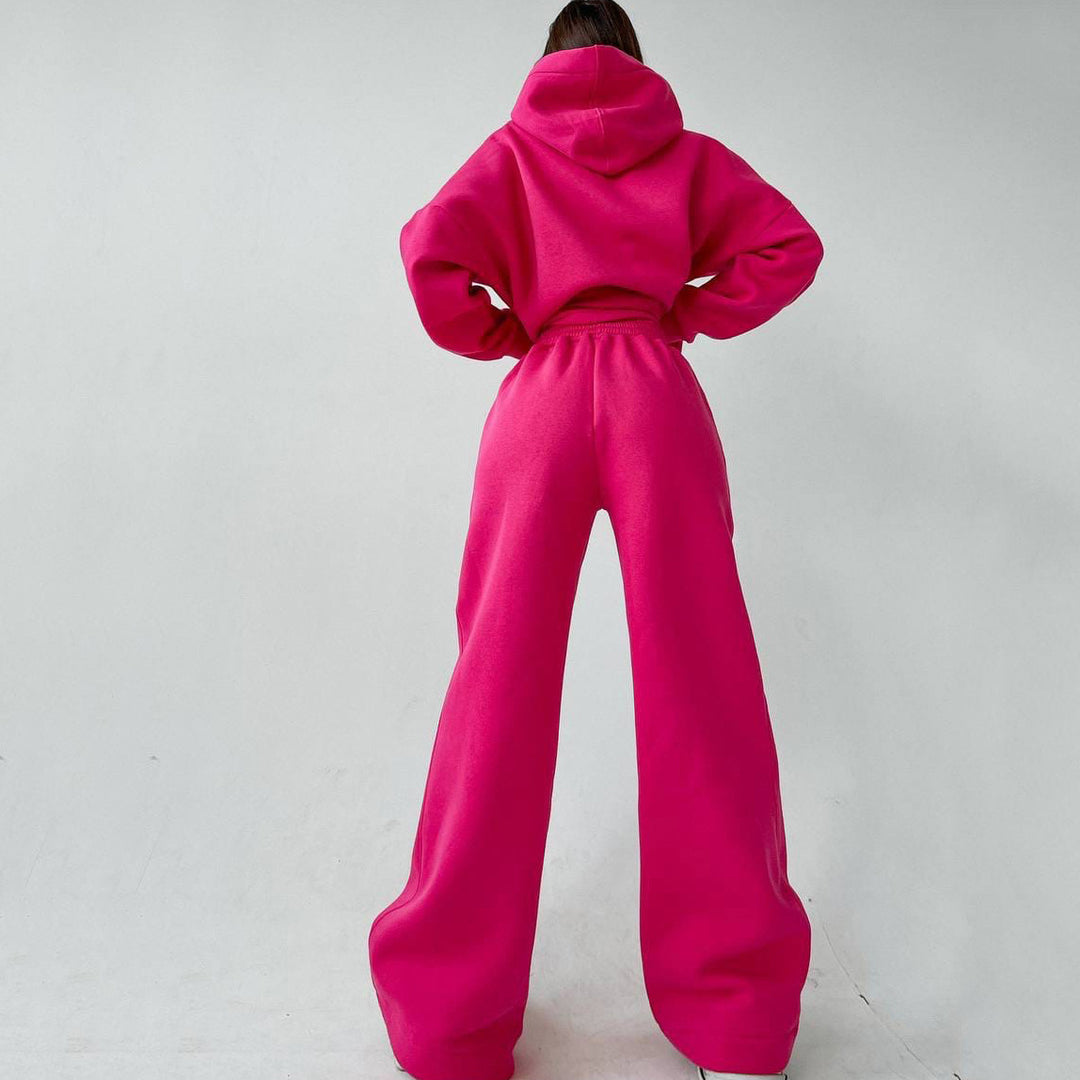 Damen lässiges Oversized Hoodie- und Wide Leg Hosen Set Heidi-Mode