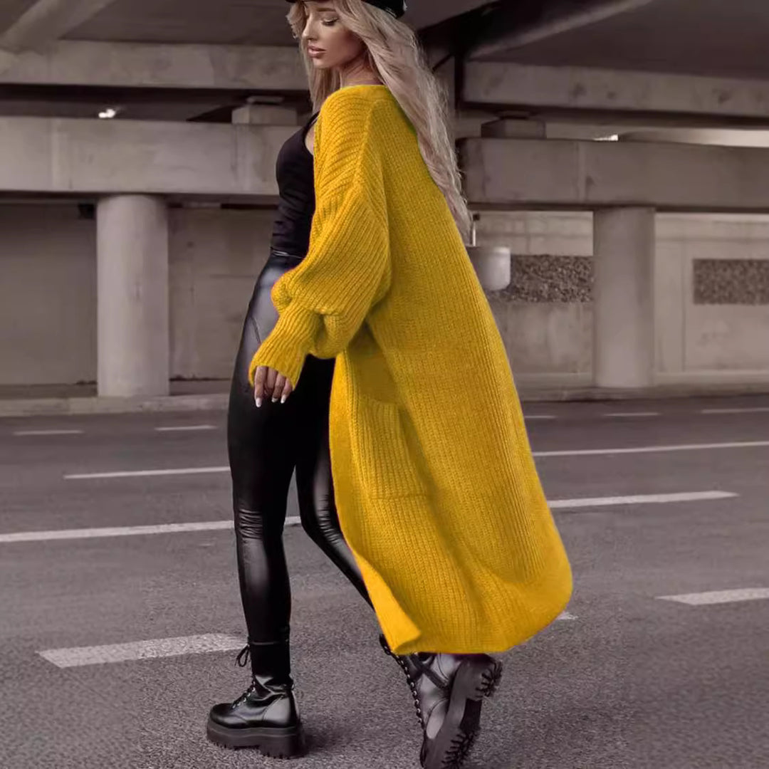 Damen Grobstrick-Cardigan mit tiefen Taschen und lässigem Oversized-Schnitt Heidi-Mode