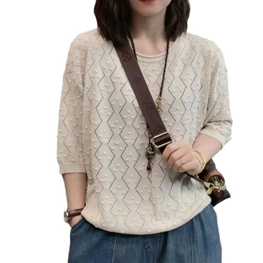 Damen Feinstrickpullover mit dekorativem Strukturdesign und lässigem Schnitt Heidi-Mode