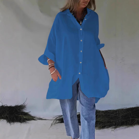 Damen Übergröße Bluse mit lässigem Schnitt und Druckknopfverschluss Heidi-Mode