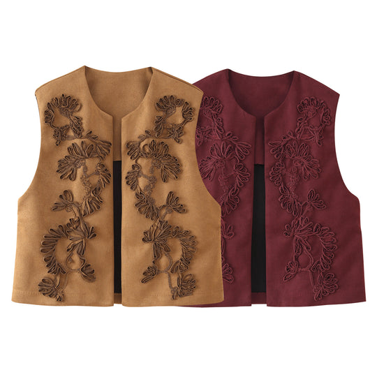 Damen Weste mit floralem Stickdesign Heidi-Mode