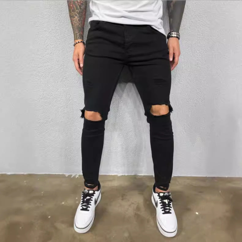 Herren Slim Fit Jeans mit modischen Rissen Heidi-Mode