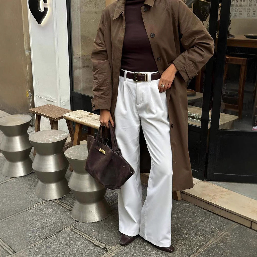 Damen modische Trenchcoatjacke mit lässigem Schnitt und Gürtel Heidi-Mode