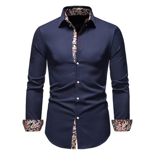 Herren elegantes Langarmhemd mit auffälligem Paisley-Muster Heidi-Mode