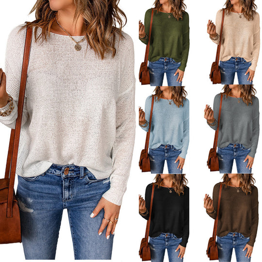 Damen lässiger Strickpullover mit weitem Schnitt und eleganten Details Heidi-Mode