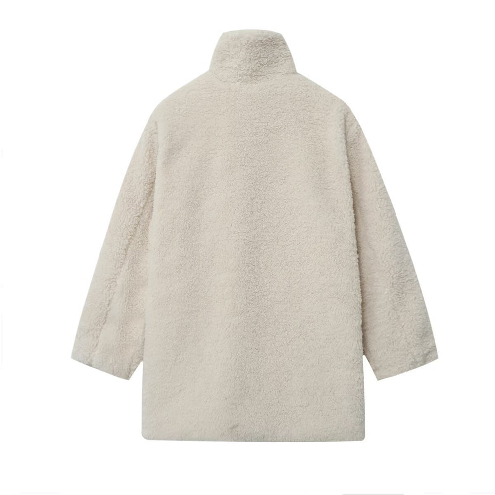 Damen kuschelige Fleecejacke mit dekorativen Knopfverschlüssen Heidi-Mode