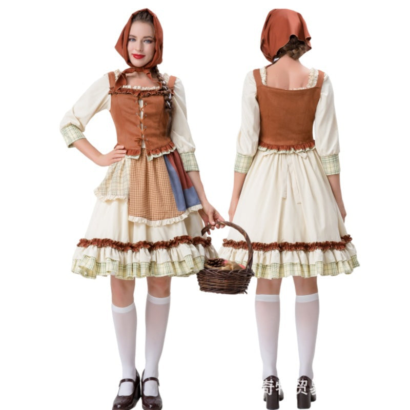 Damen historisches Trachtenkleid mit detailverliebt gestaltetem Oberteil und voluminösem Rock Heidi
