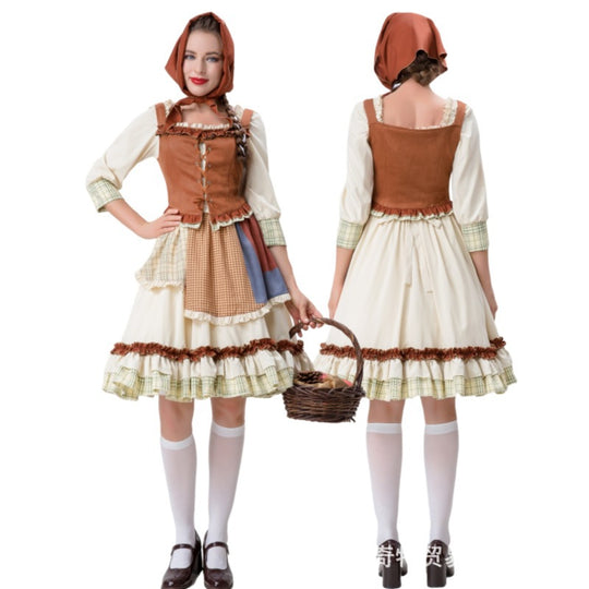 Damen historisches Trachtenkleid mit detailverliebt gestaltetem Oberteil und voluminösem Rock Heidi