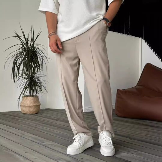 Herren elegante und bequeme Chinohose mit Falten Heidi-Mode