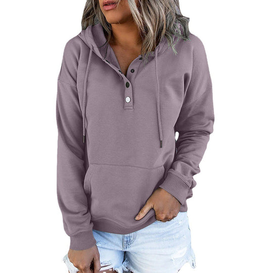 Damen Kapuzenpullover mit Knopfdetails und weichem Fleece-Material Heidi-Mode