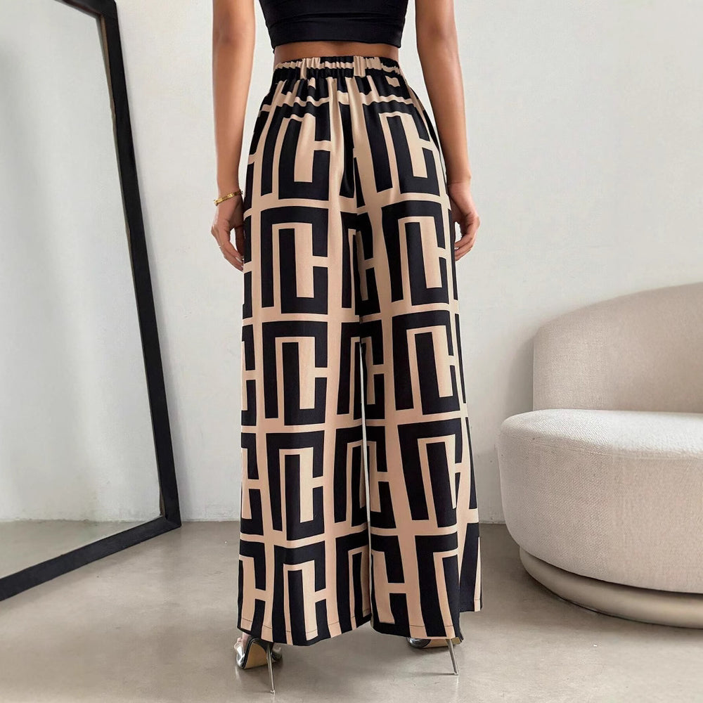 Damen Modische Palazzo-Hose mit grafischem Muster Heidi-Mode