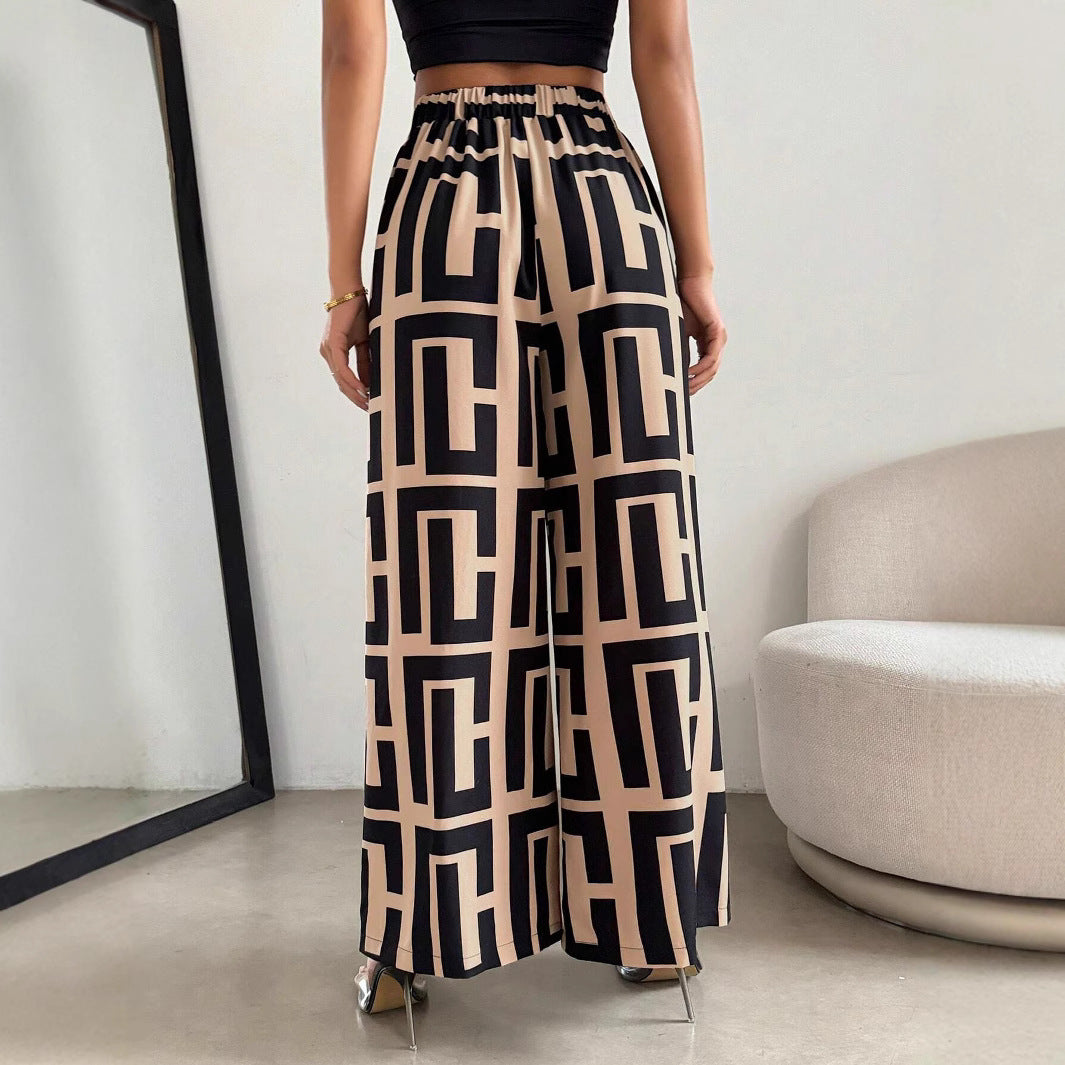 Damen Modische Palazzo-Hose mit grafischem Muster Heidi-Mode