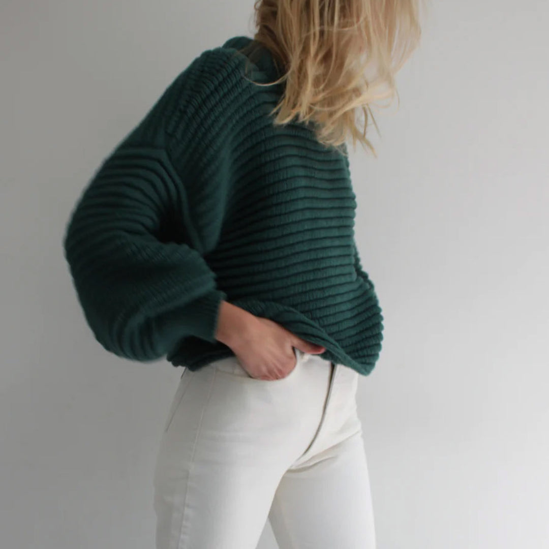 Damen lässiger Pullover im Strukturstrickdesign mit oversize Schnitt Heidi-Mode