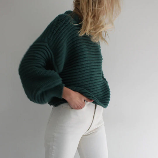 Damen lässiger Pullover im Strukturstrickdesign mit oversize Schnitt Heidi-Mode