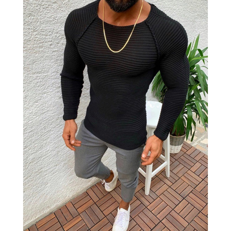 Herren Langarm Shirt mit strukturiertem Design Heidi-Mode