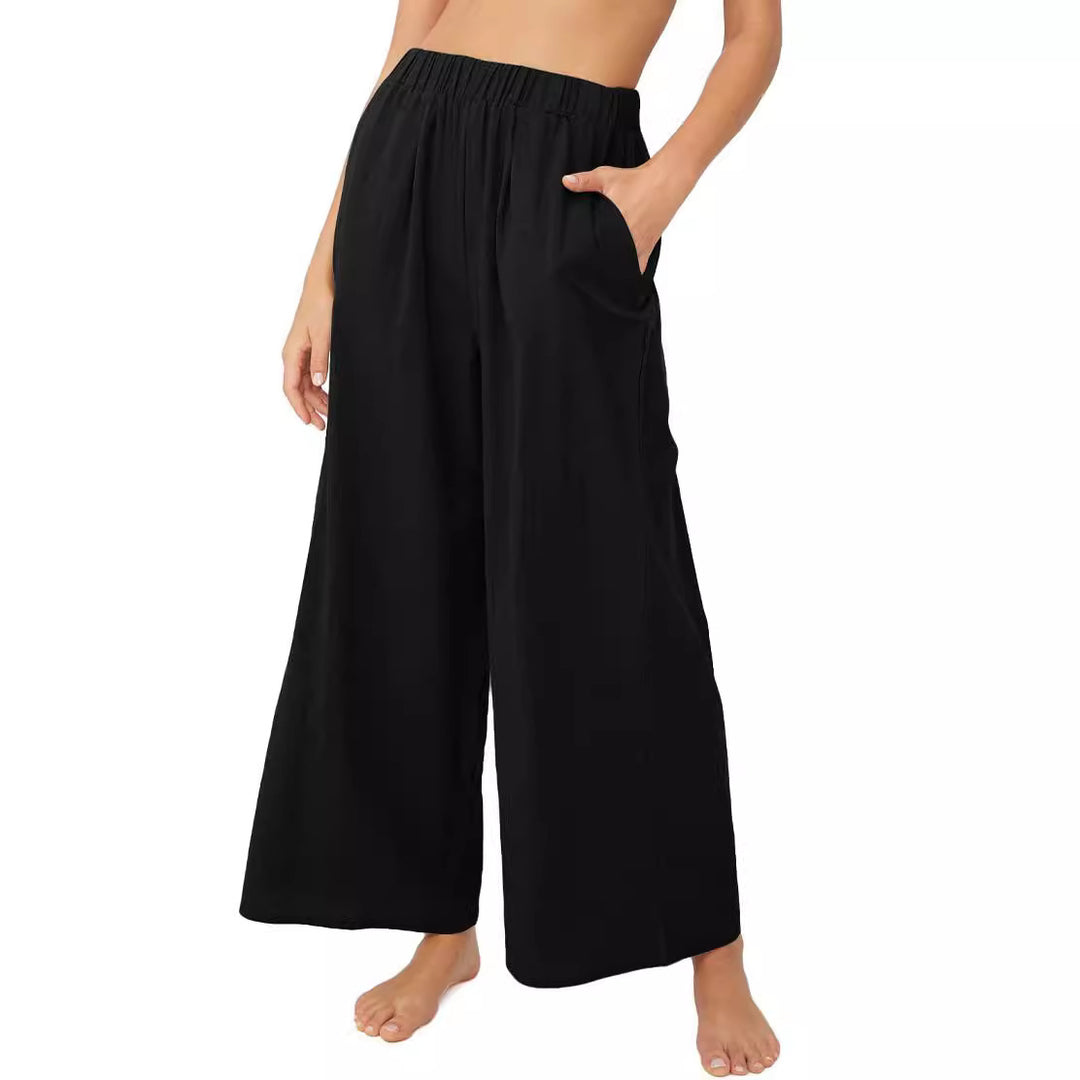 Damen Leichte Weitehose mit elastischem Bund und praktischen Taschen Heidi-Mode