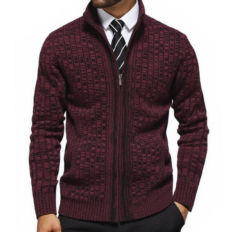Herren strukturierte Strickjacke mit eleganter Zip-Front Heidi-Mode