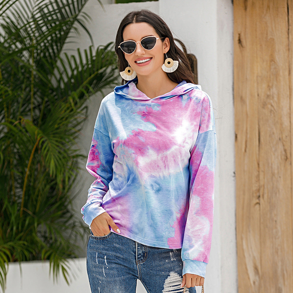 Damen lässiger Kapuzenpullover mit modernem Tie-Dye-Design Heidi-Mode