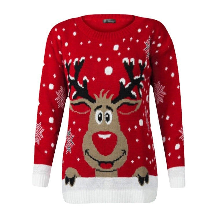 Damen Weihnachtspullover mit fröhlichem Rentier-Design und weichem Material Heidi-Mode