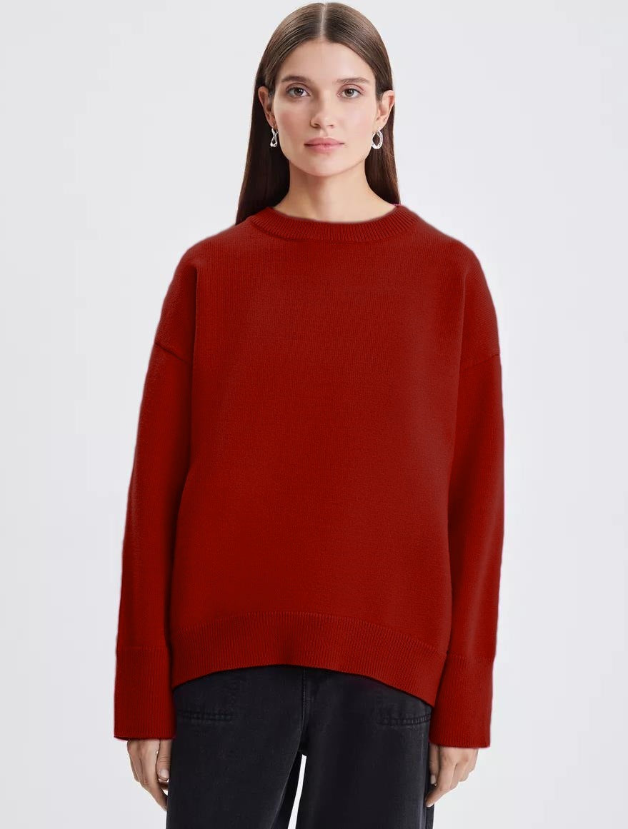 Damen weicher Strickpullover mit lässigem Schnitt und hochgeschlossenem Hals Heidi-Mode