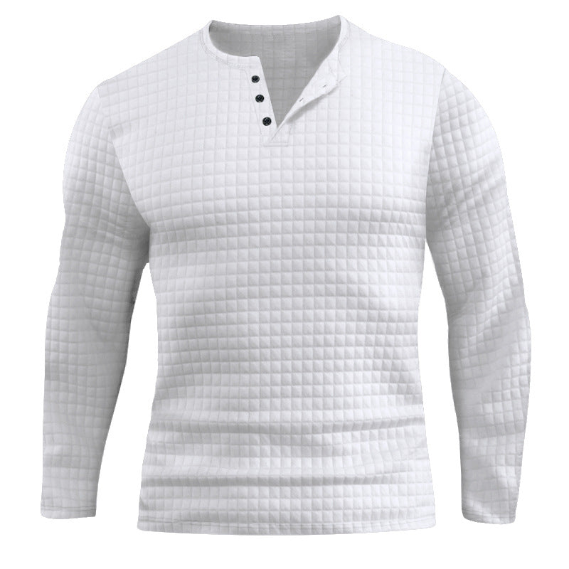 Herren Langarmshirt mit strukturiertem Design und modischem Knopfverschluss Heidi-Mode
