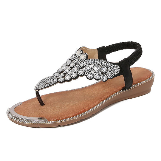 Damen Strandsandalen mit exklusivem Schmuckdetail Heidi-Mode