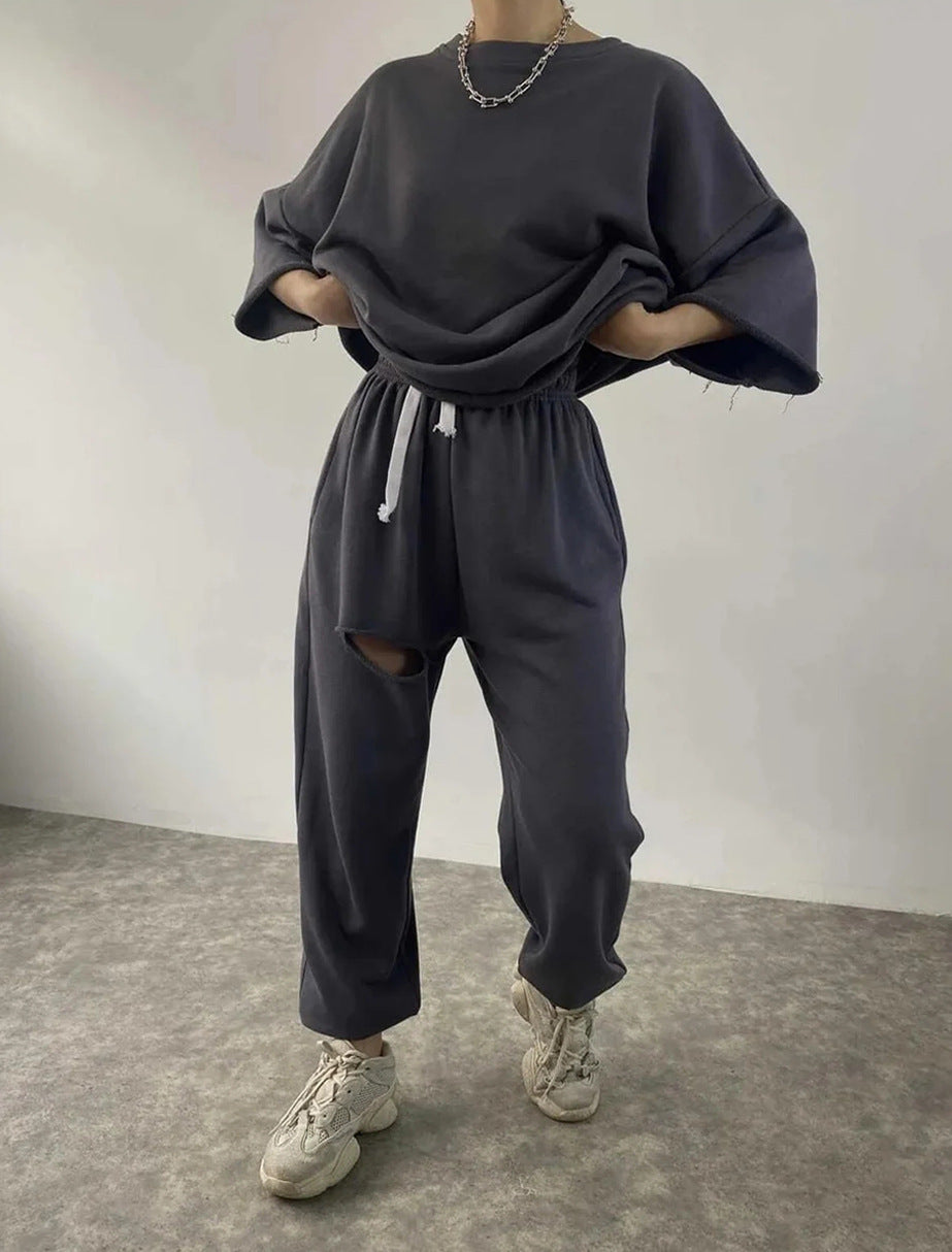 Damen lässiges Hoodie- und Jogginganzug-Set mit modernem Design Heidi-Mode