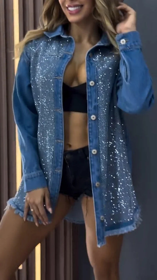 Damen Jeansjacke mit funkelnden Details und modernem Schnitt Heidi-Mode