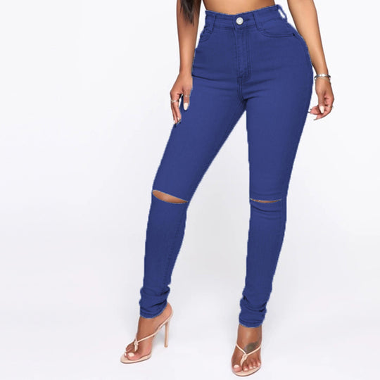 Damen High-Waist Jeans mit modischem Destroyed-Detail Heidi-Mode