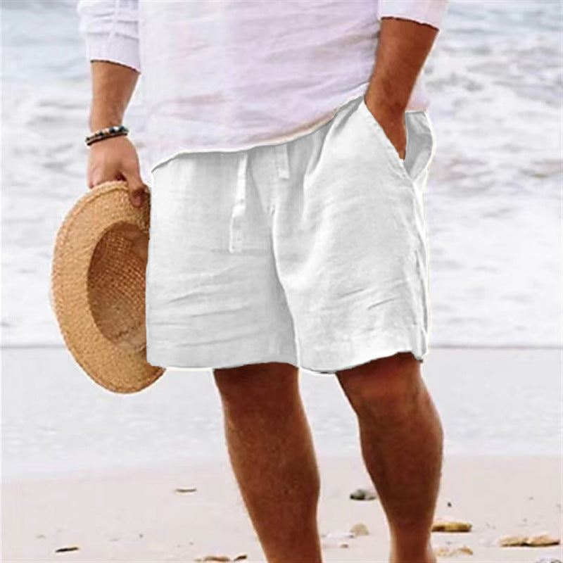 Herren luftige Leinen-Shorts mit elastischem Bund und praktischen Seitentaschen Heidi-Mode