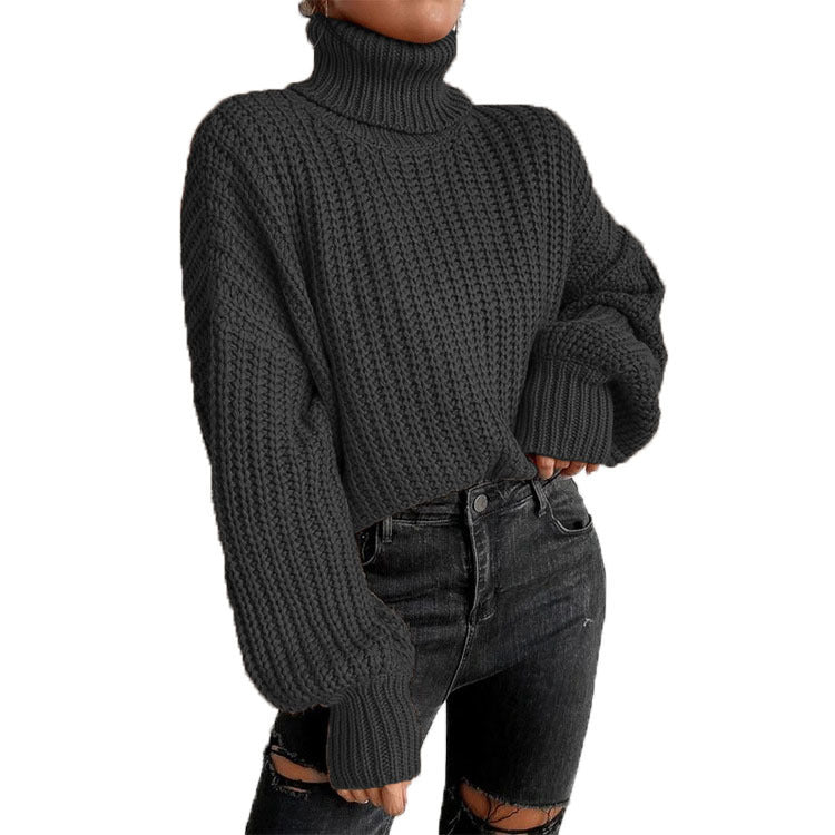Damen gemütlicher Rollkragenpullover aus weichem Strick Heidi-Mode