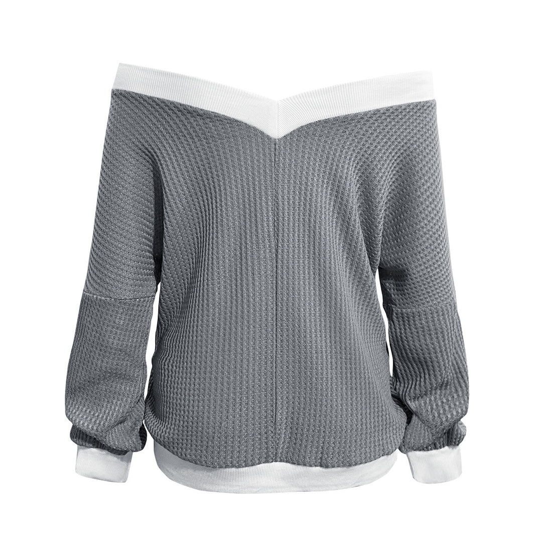 Damen Off-Shoulder Pullover im modernen Waffelstrick Heidi-Mode