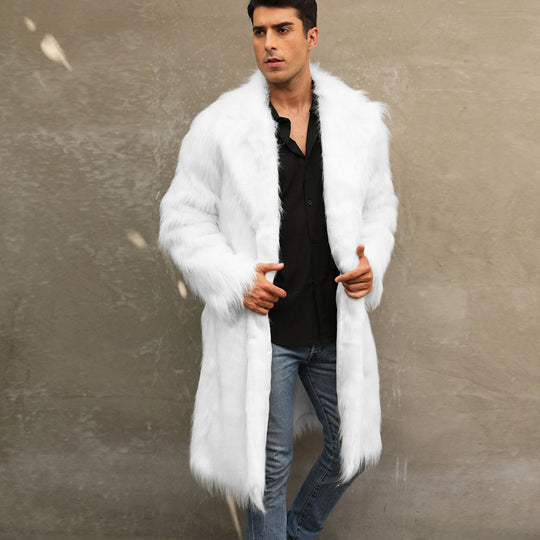 Herren Luxuriöser Plüschmantel mit breitem Revers und enganliegendem Schnitt Heidi-Mode