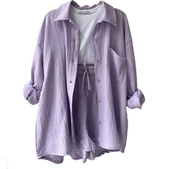 Damen lässige Oversized-Hemdjacke mit Gürtel Heidi-Mode
