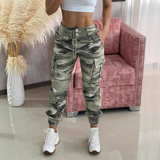 Damen Freizeithose mit Cargo-Taschen und elastischem Bund Heidi-Mode