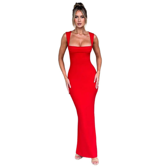 Damen Elegantes Langarm-Bodycon-Kleid mit quadratischem Ausschnitt und figurbetontem Schnitt Heidi-Mode