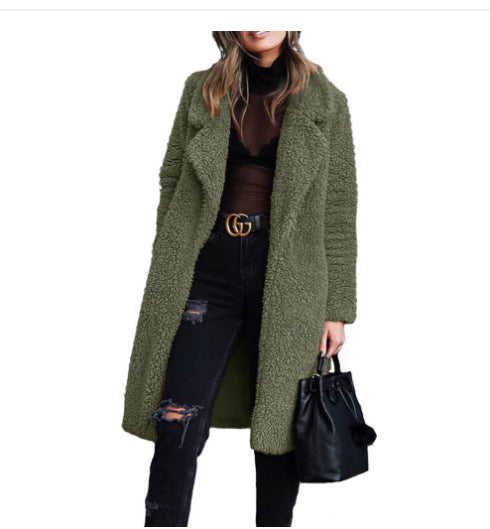 Damen Kuscheliger Teddy-Mantel mit großzügigem Schnitt und zwei praktischen Taschen Heidi-Mode