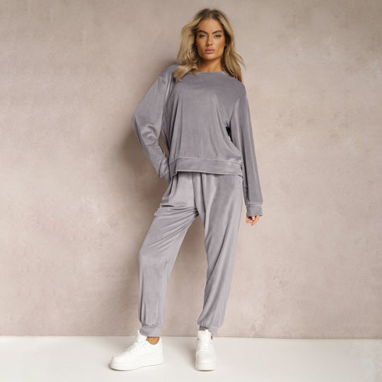 Damen lässiges Lounge-Set aus weichem Velours Heidi-Mode