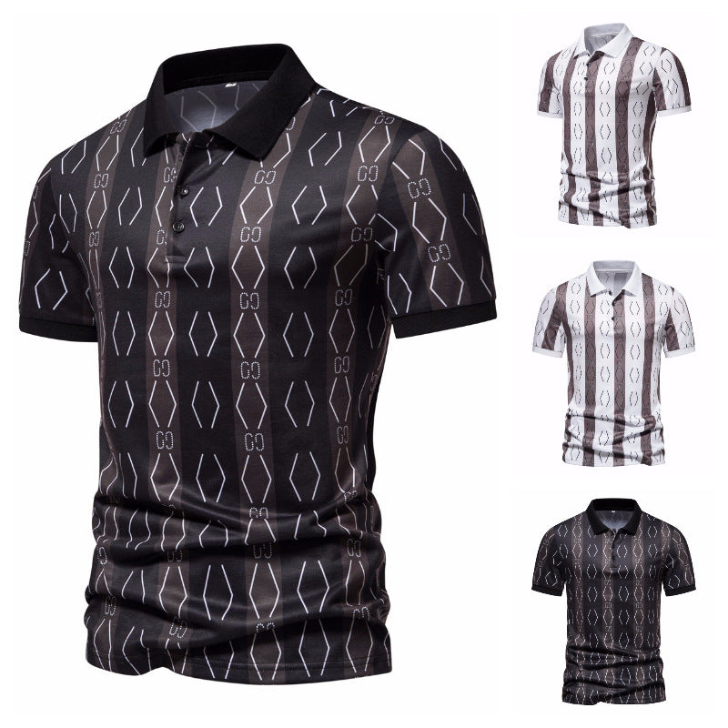 Herren Poloshirt mit einzigartigem grafischen Muster und modernem Kragen Heidi-Mode