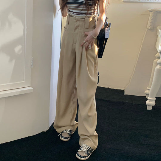 Damen weite Anzughose mit eleganten Falten und hohen Bund Heidi-Mode