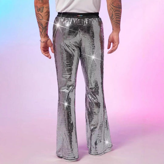 Herren glitzernde Paillettenhose im extravaganten Disco-Stil Heidi-Mode