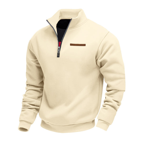 Herren Hochwertiger Fleece-Pullover mit halbem Reißverschluss Heidi-Mode