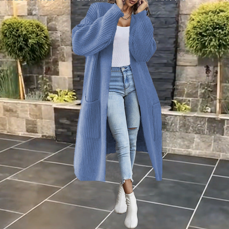 Damen Grobstrickcardigan mit tiefen Taschen und voluminösen Ärmeln Heidi-Mode