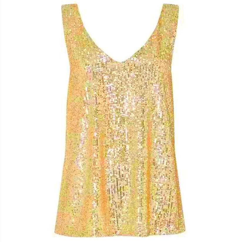 Damen Glitzerndes Oberteil mit V-Ausschnitt und funkelndem Paillettenbesatz Heidi-Mode