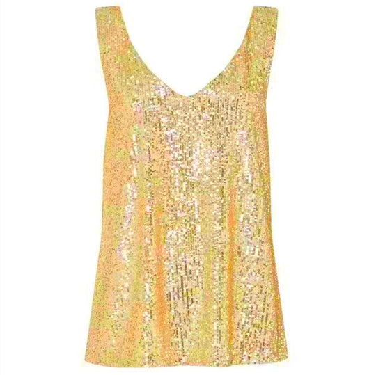 Damen Glitzerndes Oberteil mit V-Ausschnitt und funkelndem Paillettenbesatz Heidi-Mode